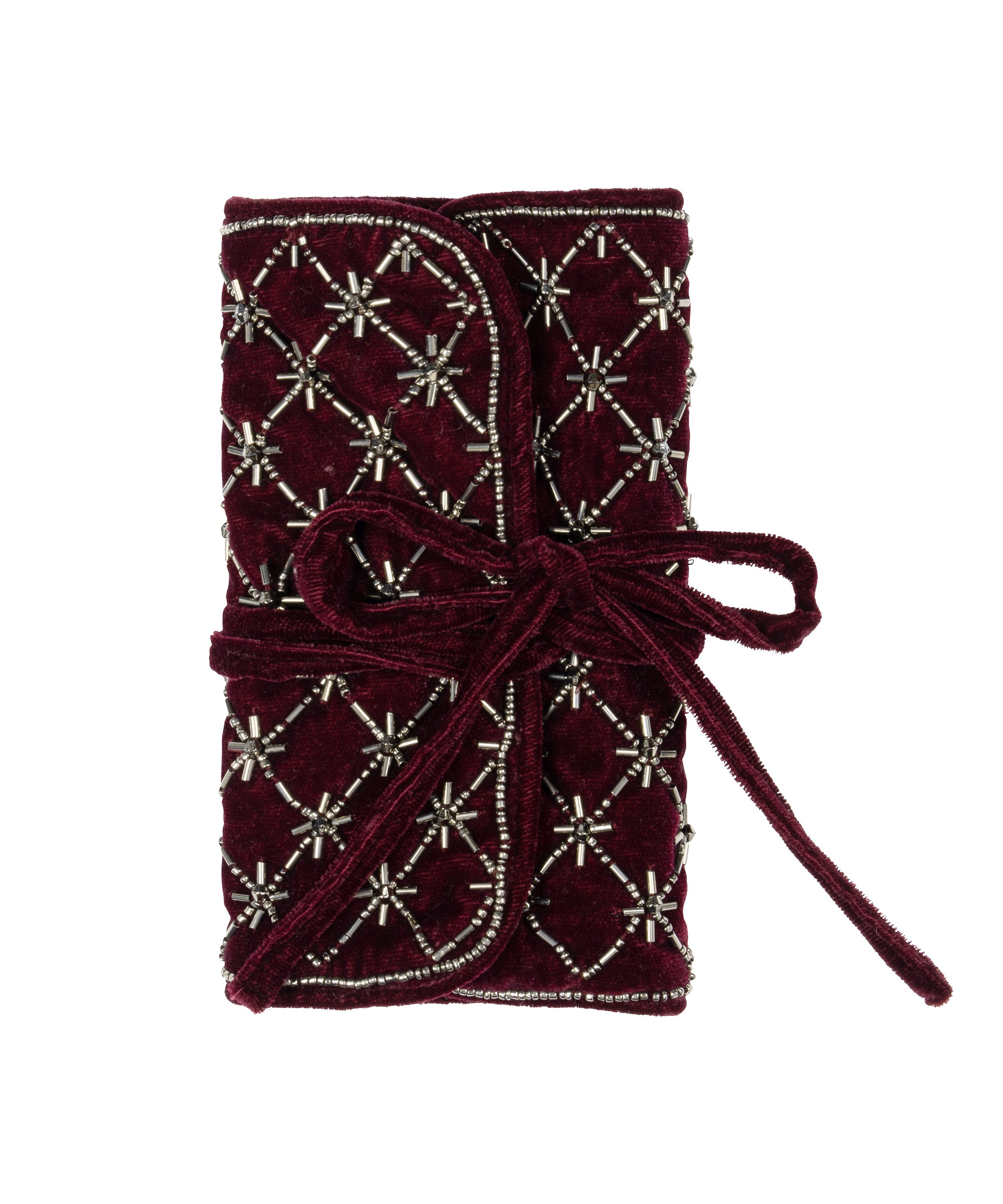 Beaded Jewellery Wrap, Purple, main