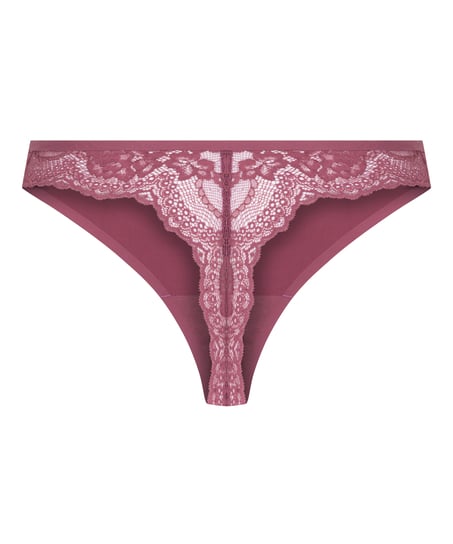 Lace Back Invisible Thong, Purple