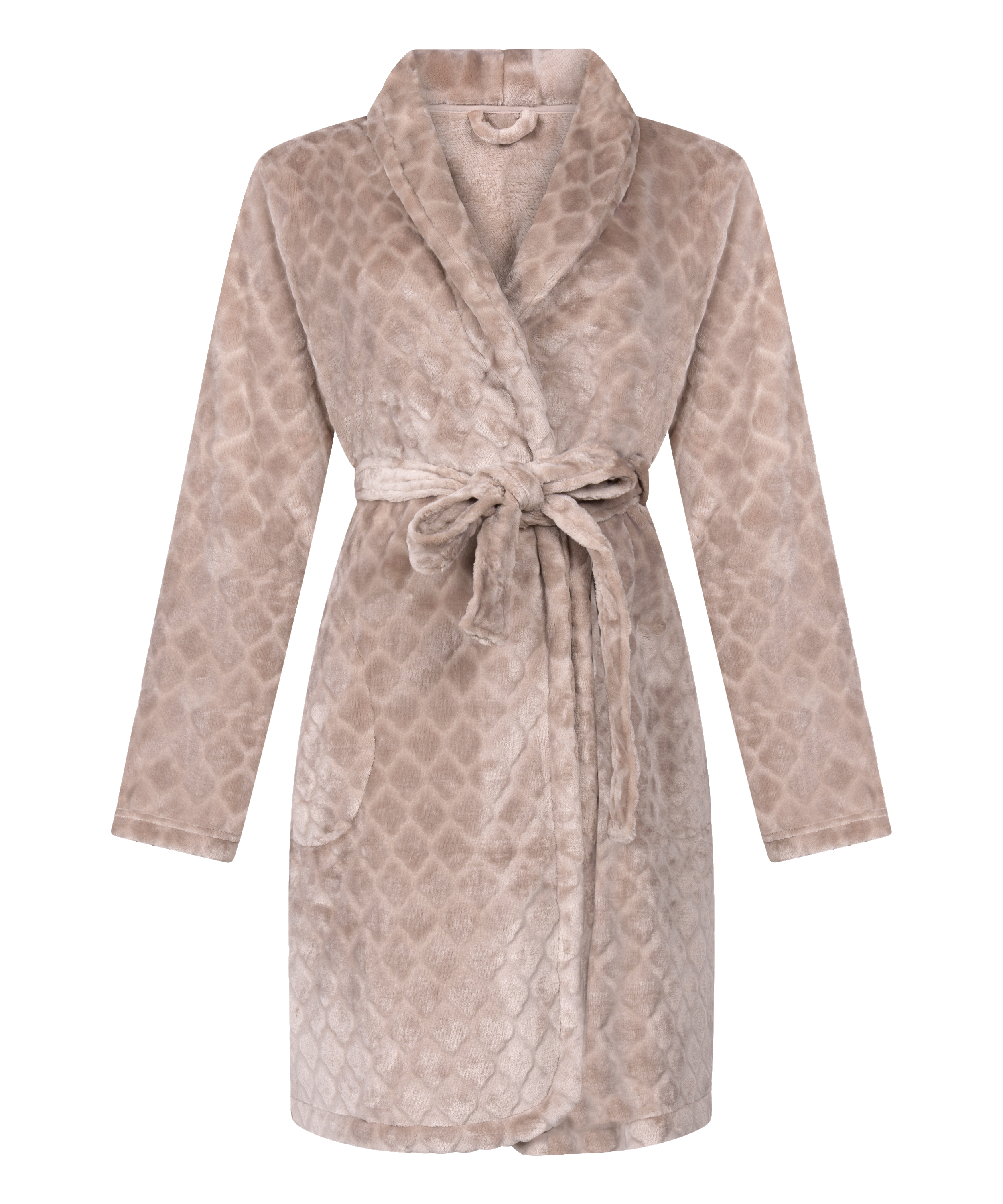 Fleece Bathrobe, Beige, main