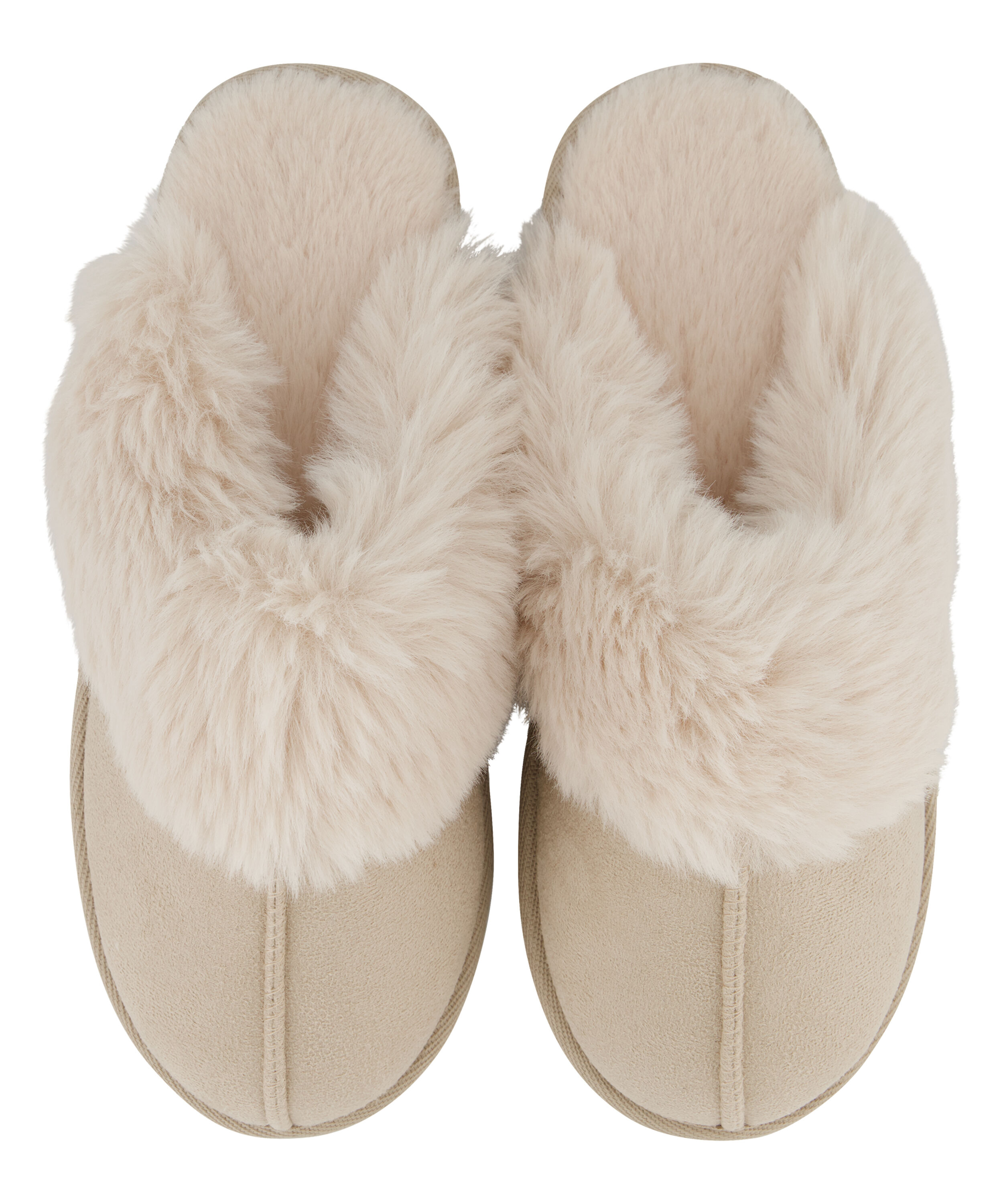 Suede Slippers, Beige