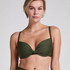 Luna padded bikini top, Green