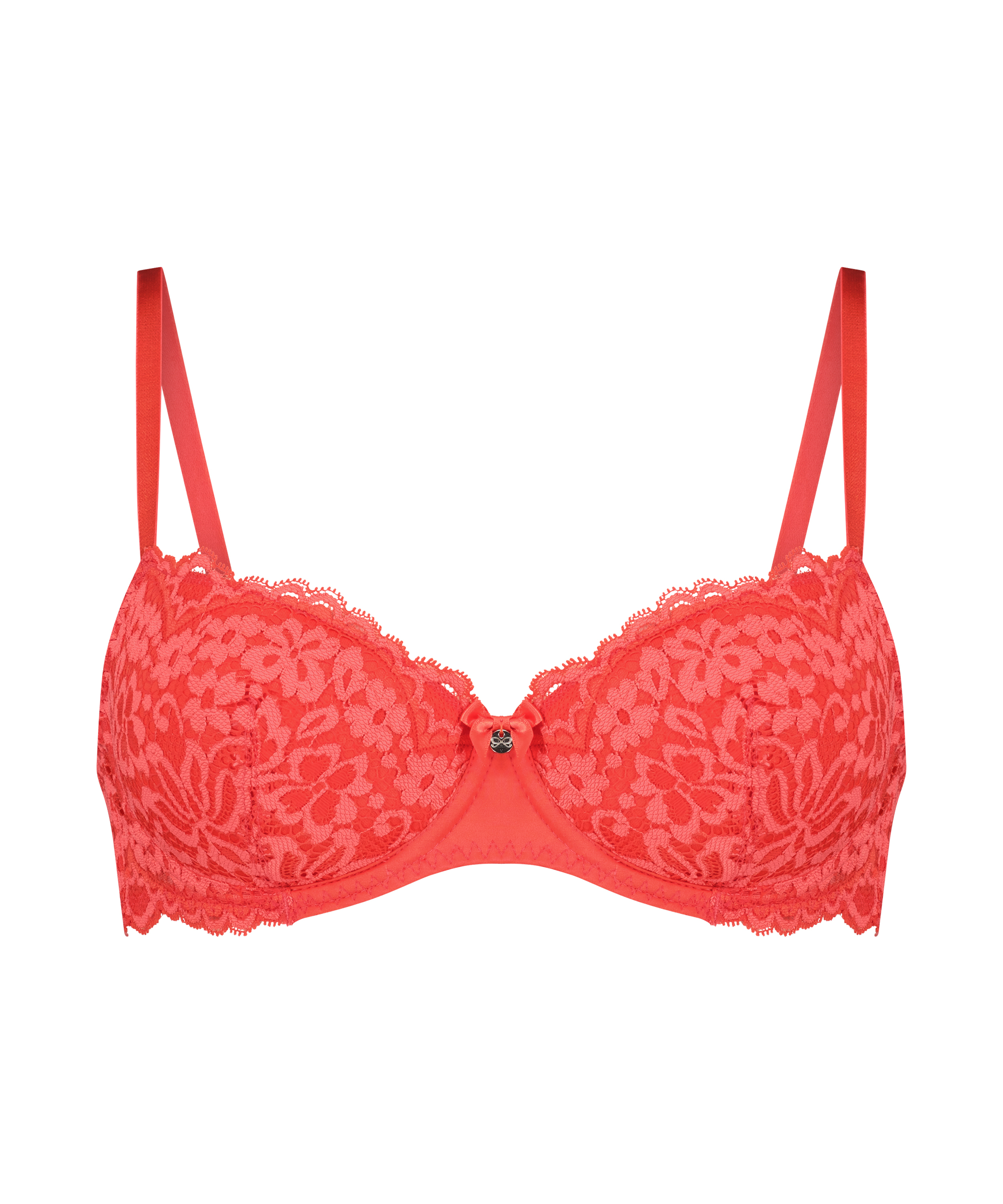 Rose Padded Underwired Bra, Red, main