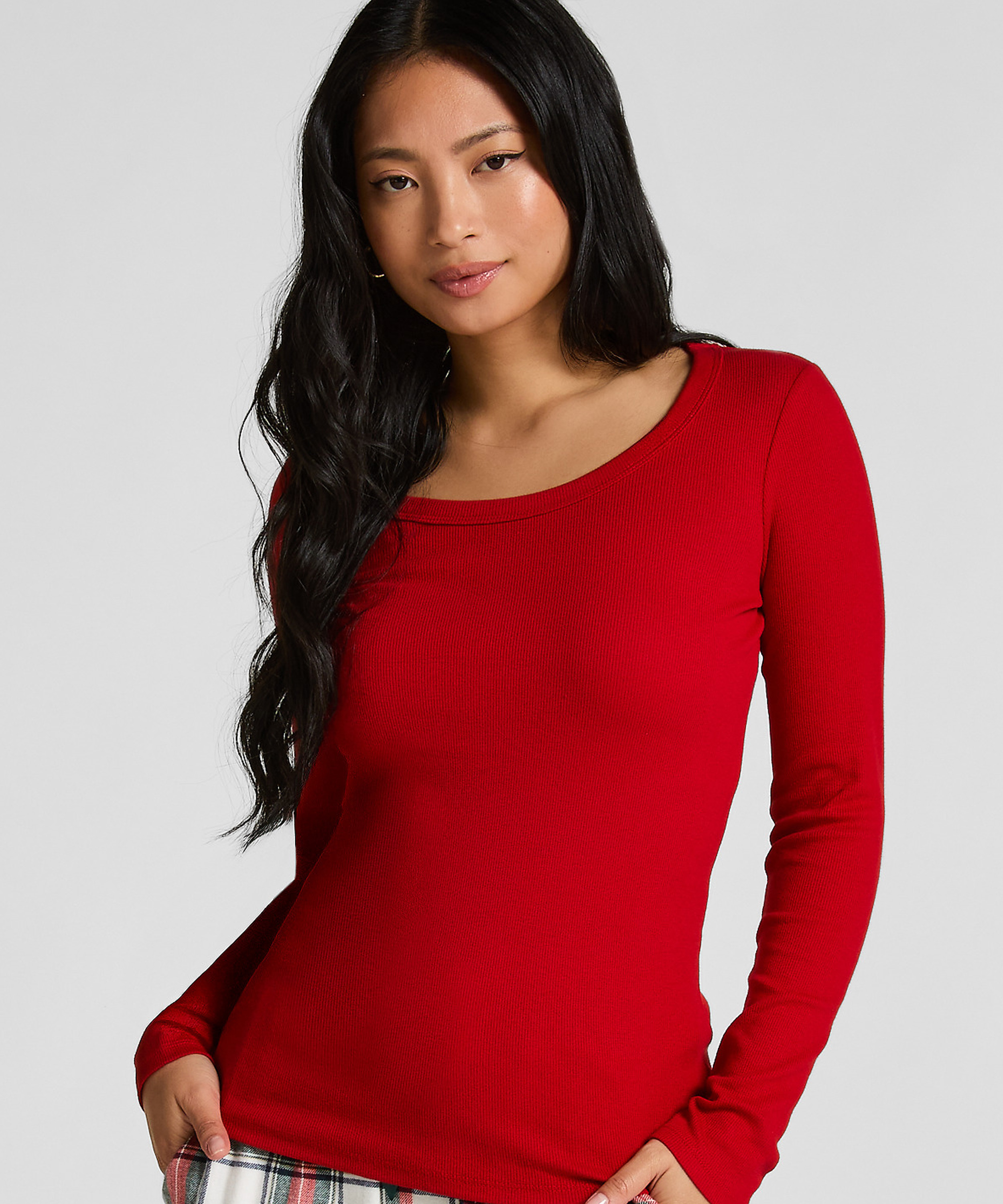 Cotton Pyjama Top, Red, main