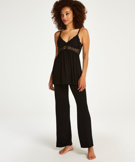 Vera Lace Pyjama Set, Black