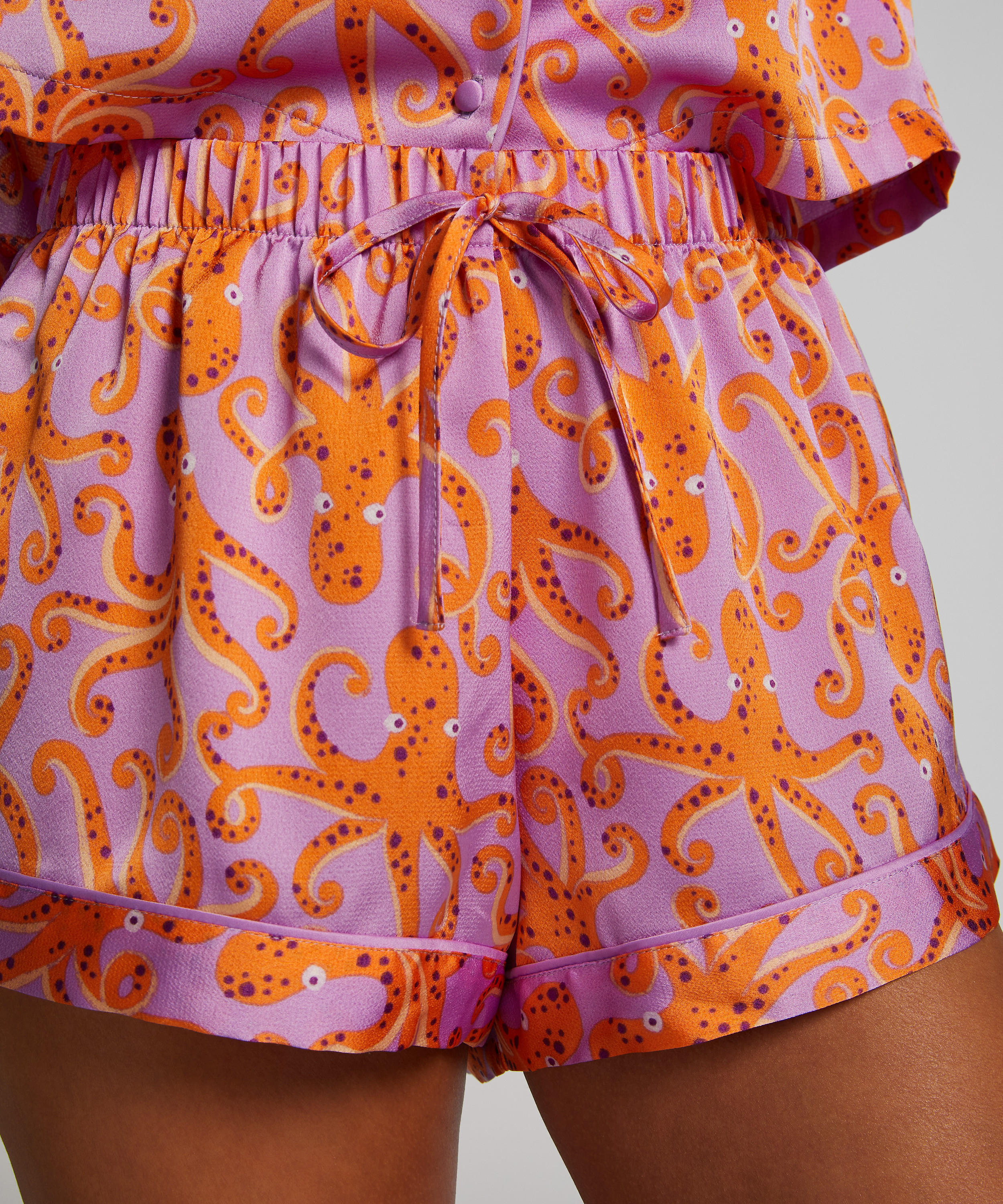 Satin pyjama shorts, Purple, main