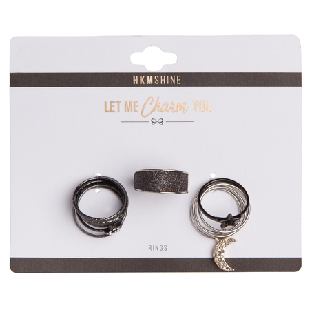 Star & Moon Ring Set, Gray