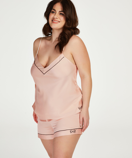 Satin Lace Pyjama Shorts, Pink