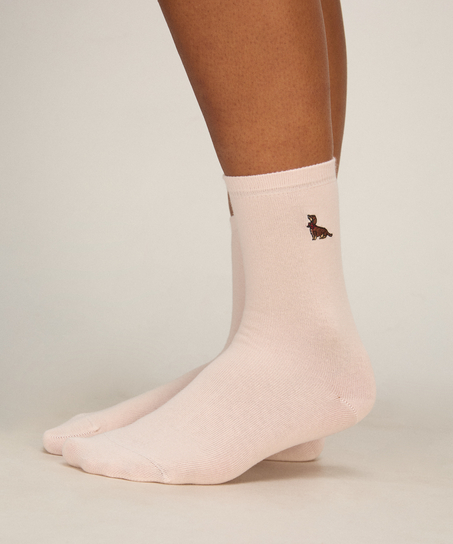 Socks 3 Pair Cotton, Pink