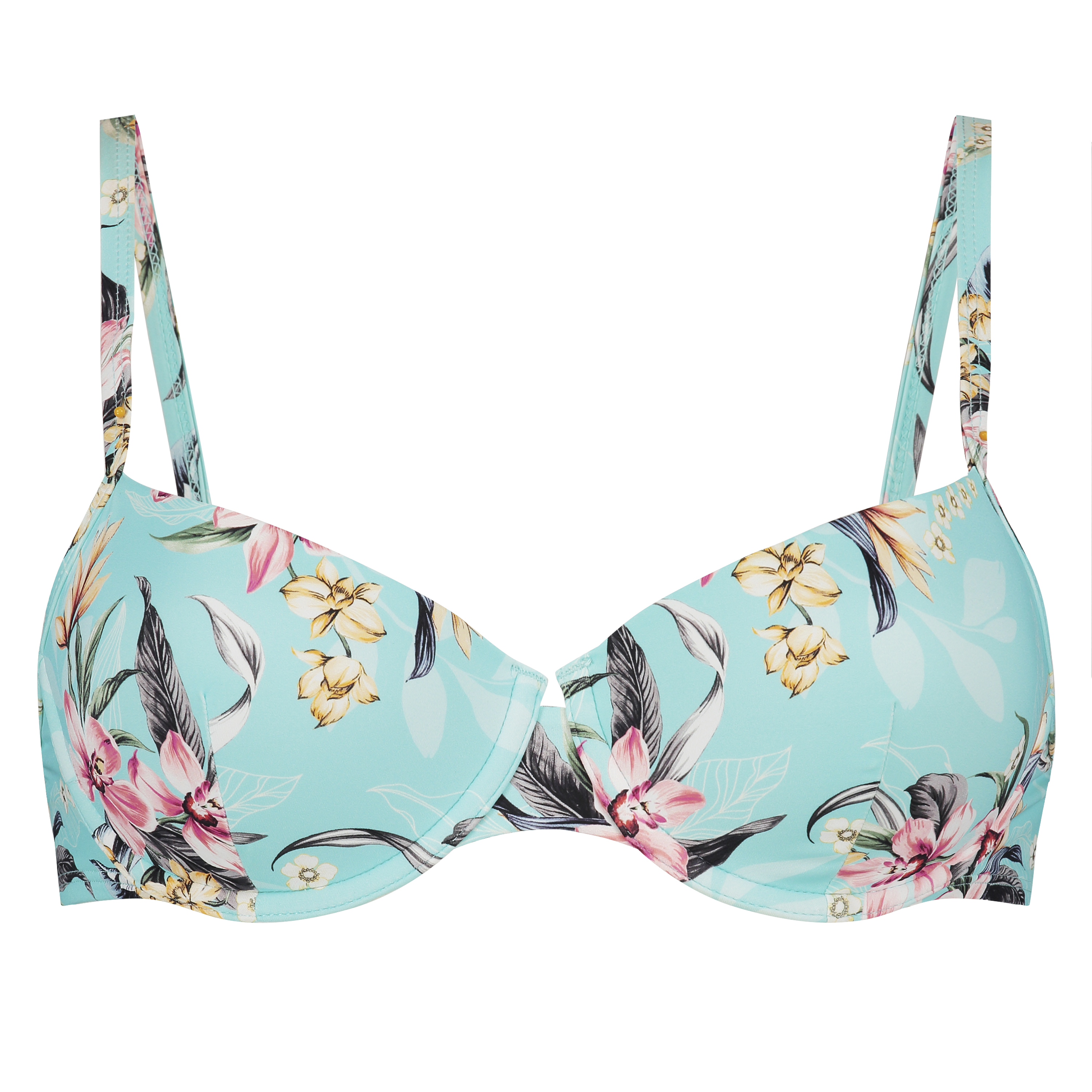 Bea padded underwired bikini top, Blue, main