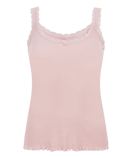 Cami Rib Lace, Pink