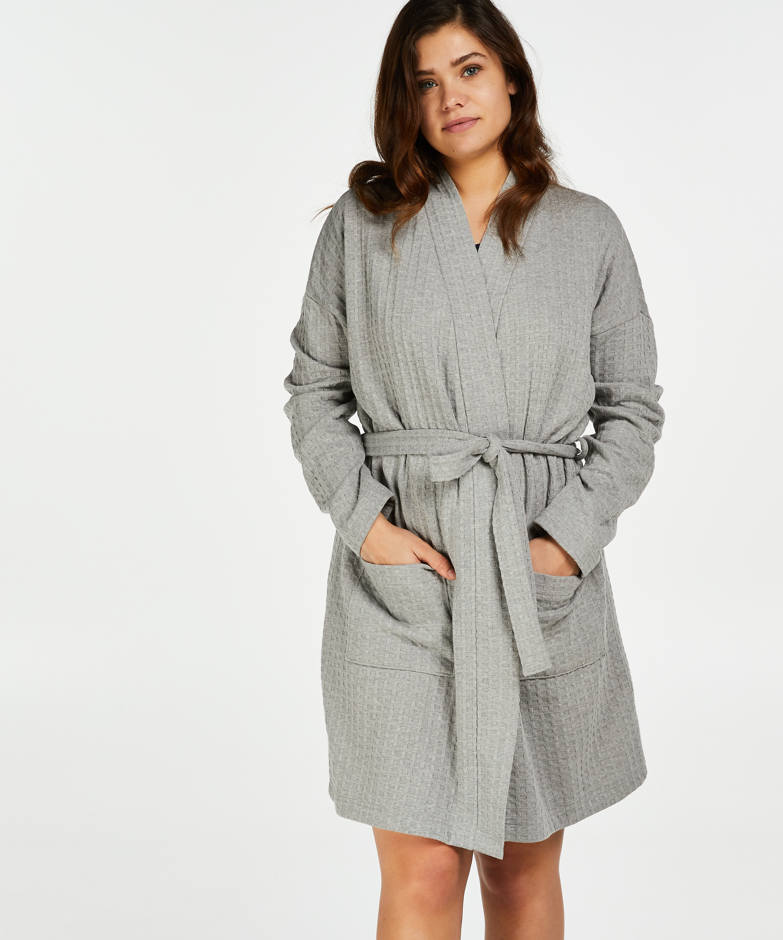Waffle Bathrobe, Gray, main