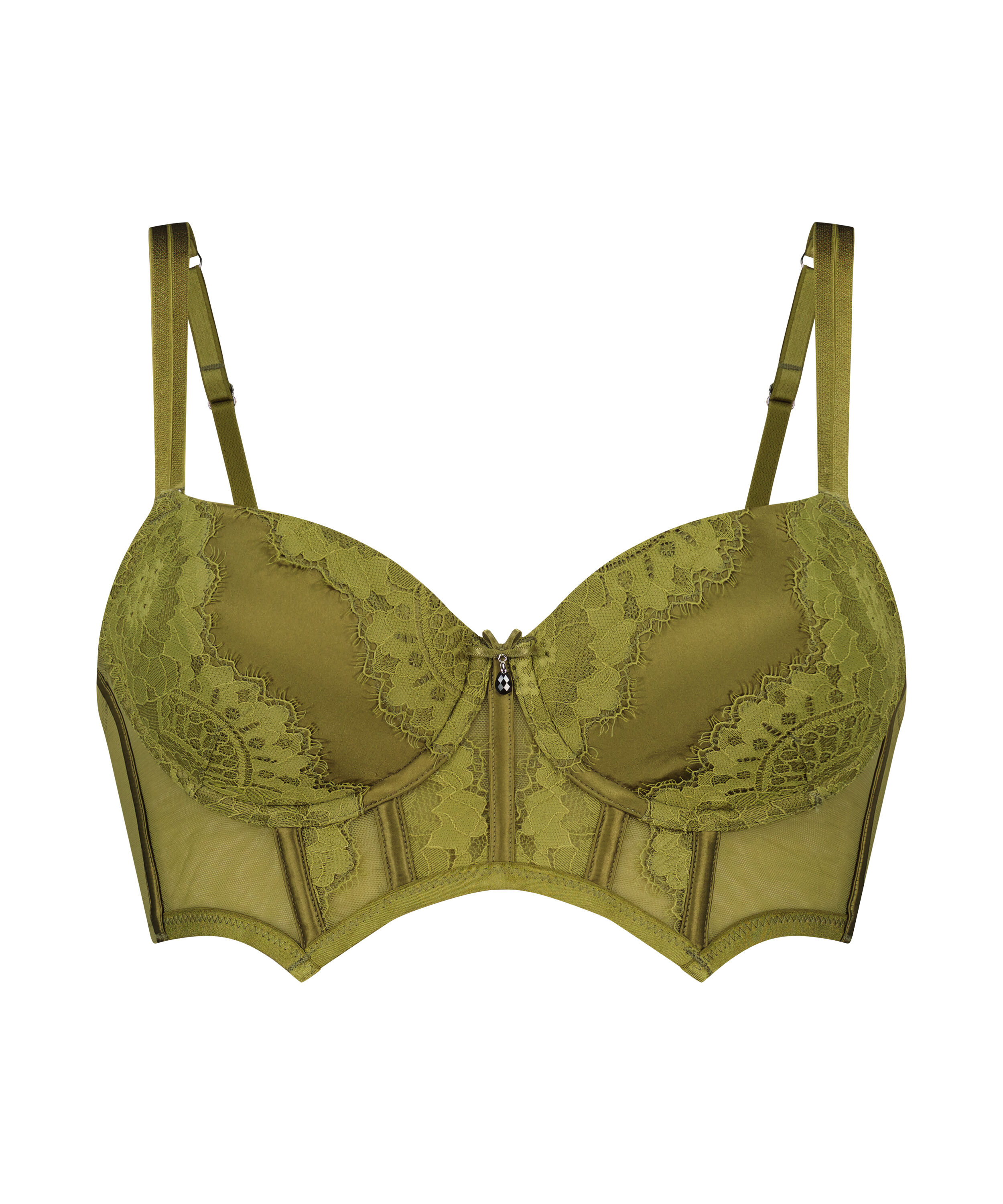 Amelie Padded Underwired Longline Bra, Green