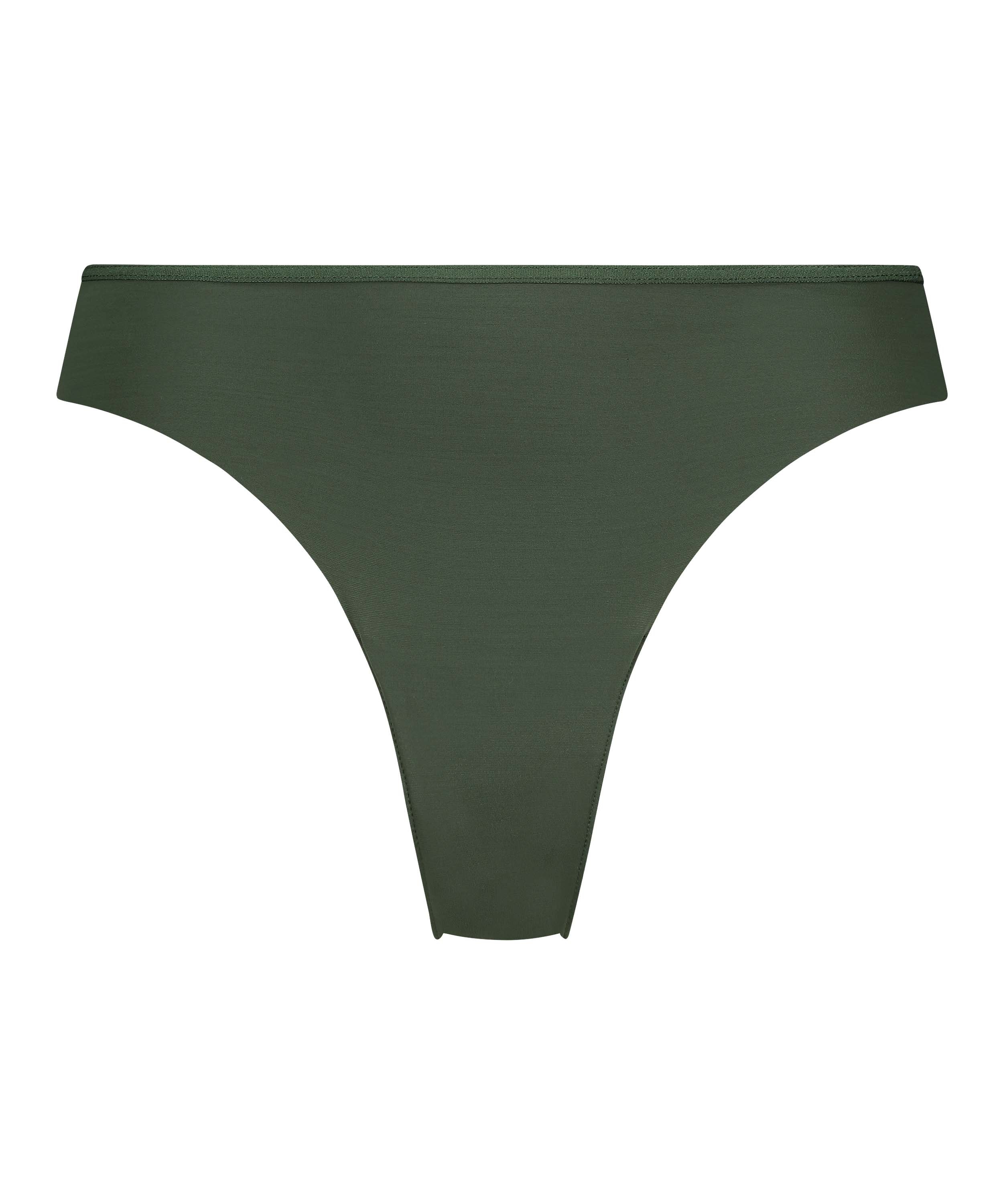 Lace Back Invisible Thong, Green, main