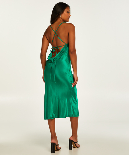 Satin Midi Dress, Green