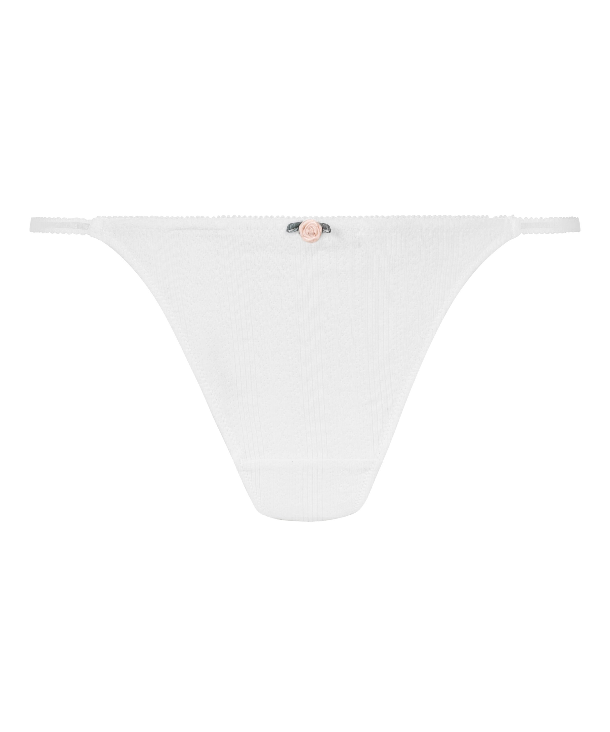 Pointelle Thong, White