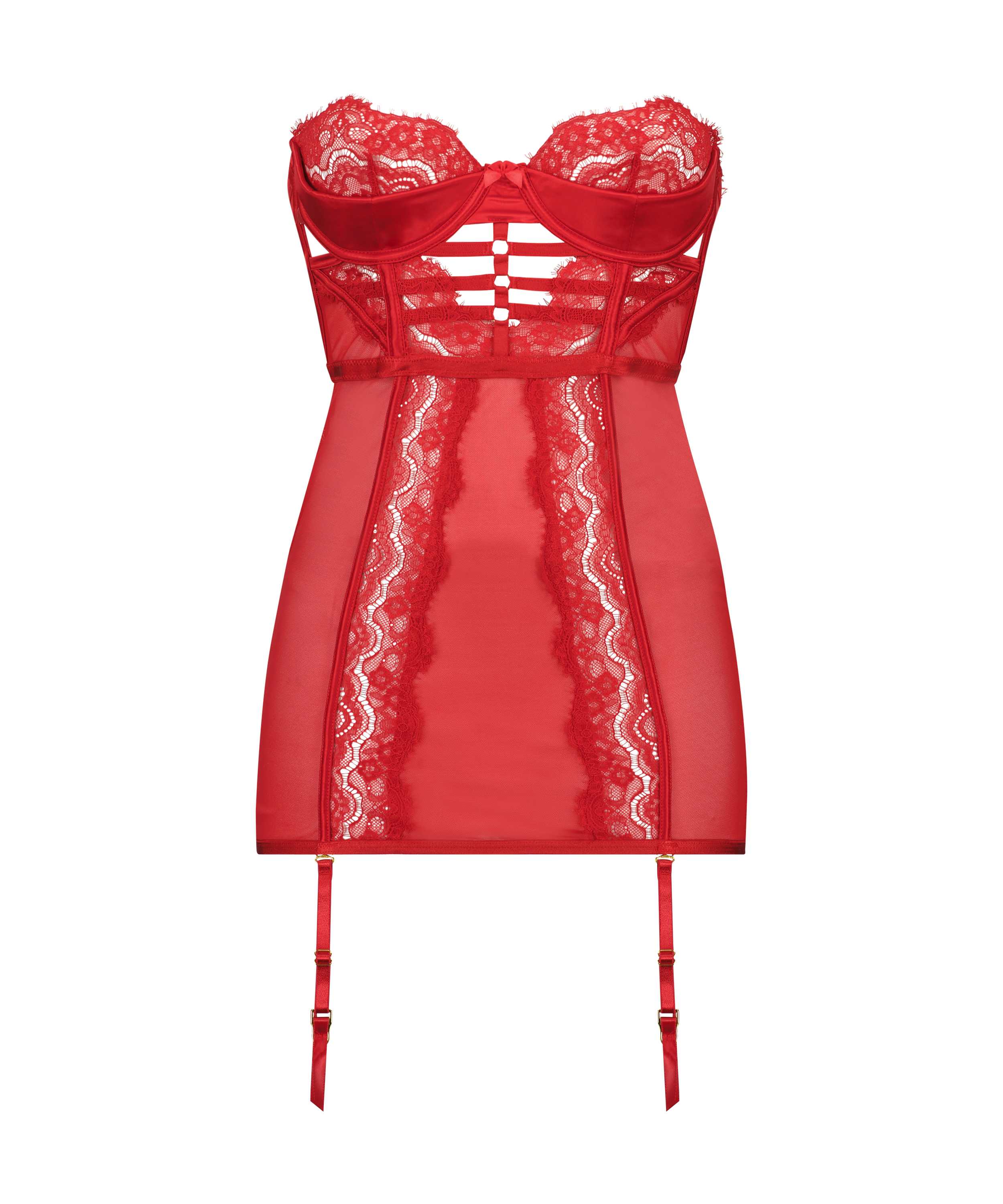 Seraphina non-padded underwired slip dress, Red, main