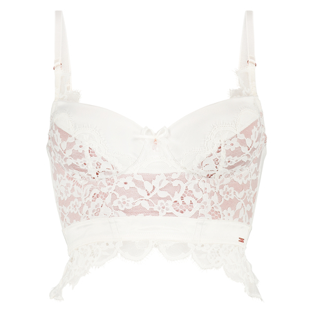Heather Padded Longline Underwired Bra, White