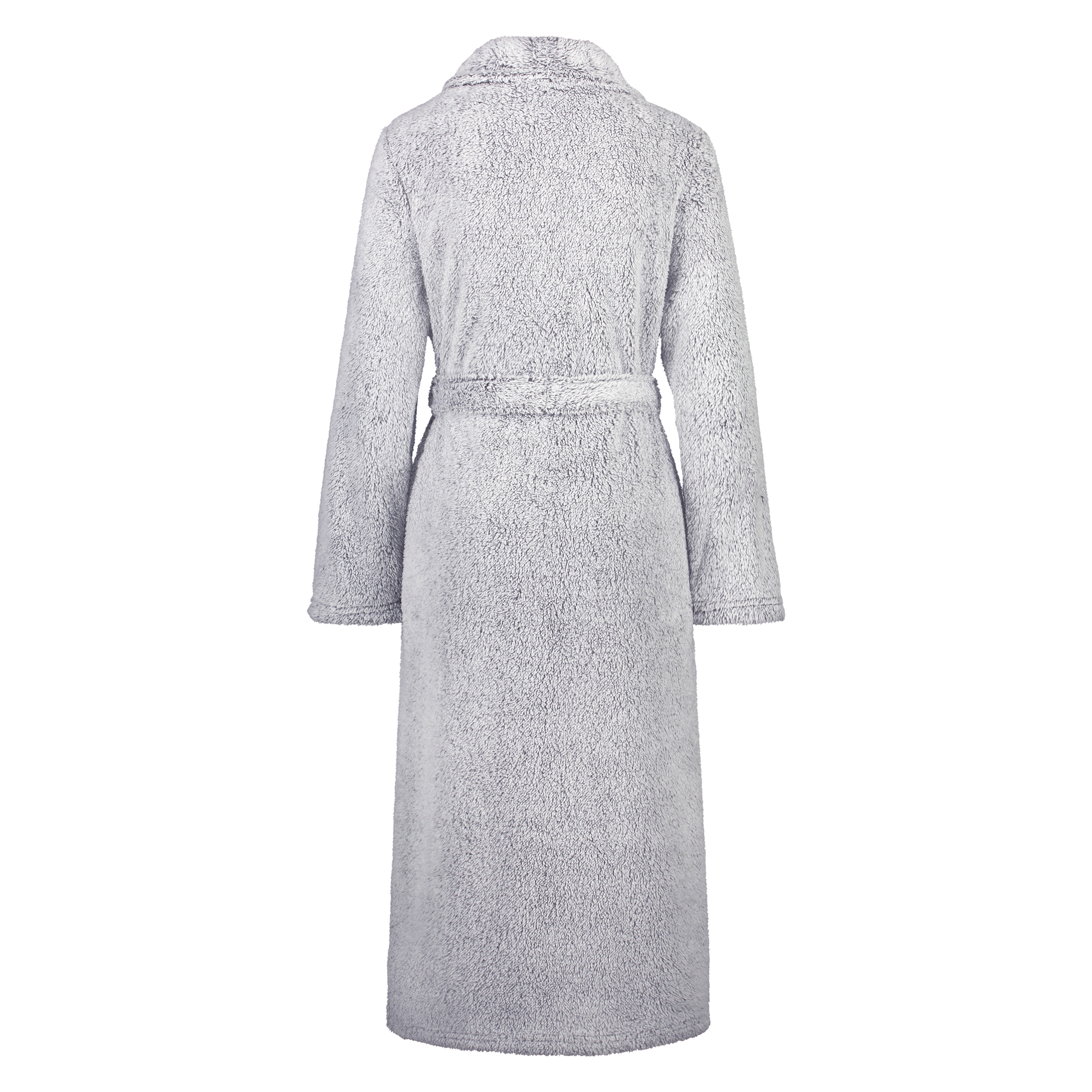 Long Fleece Bathrobe, Gray, main