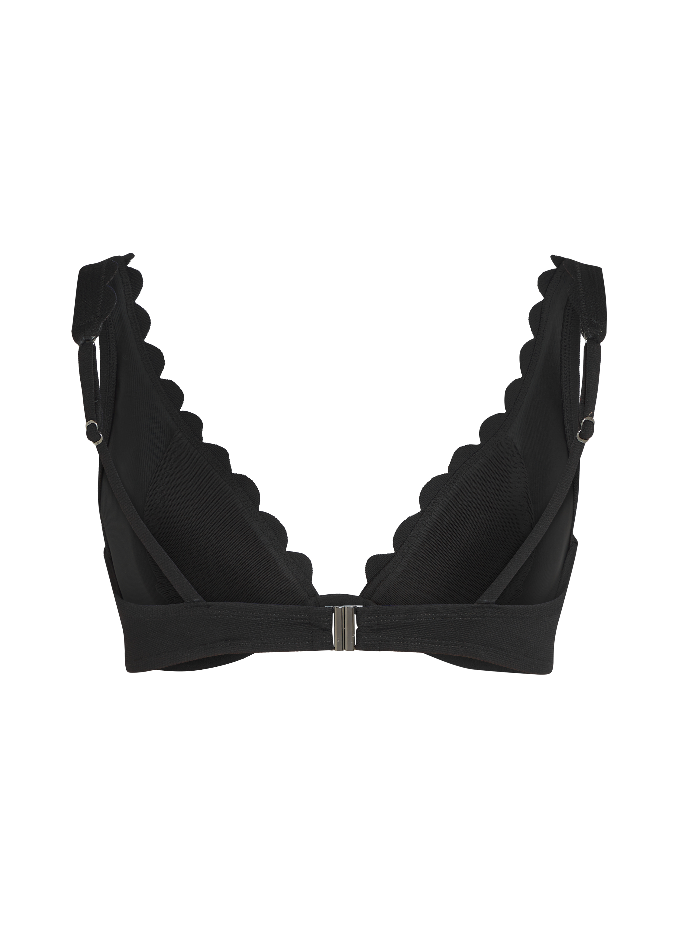 Scallop non-padded underwired bikini top, Black, main