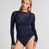 super soft Boatneck Shirt with Cashmere, Blue