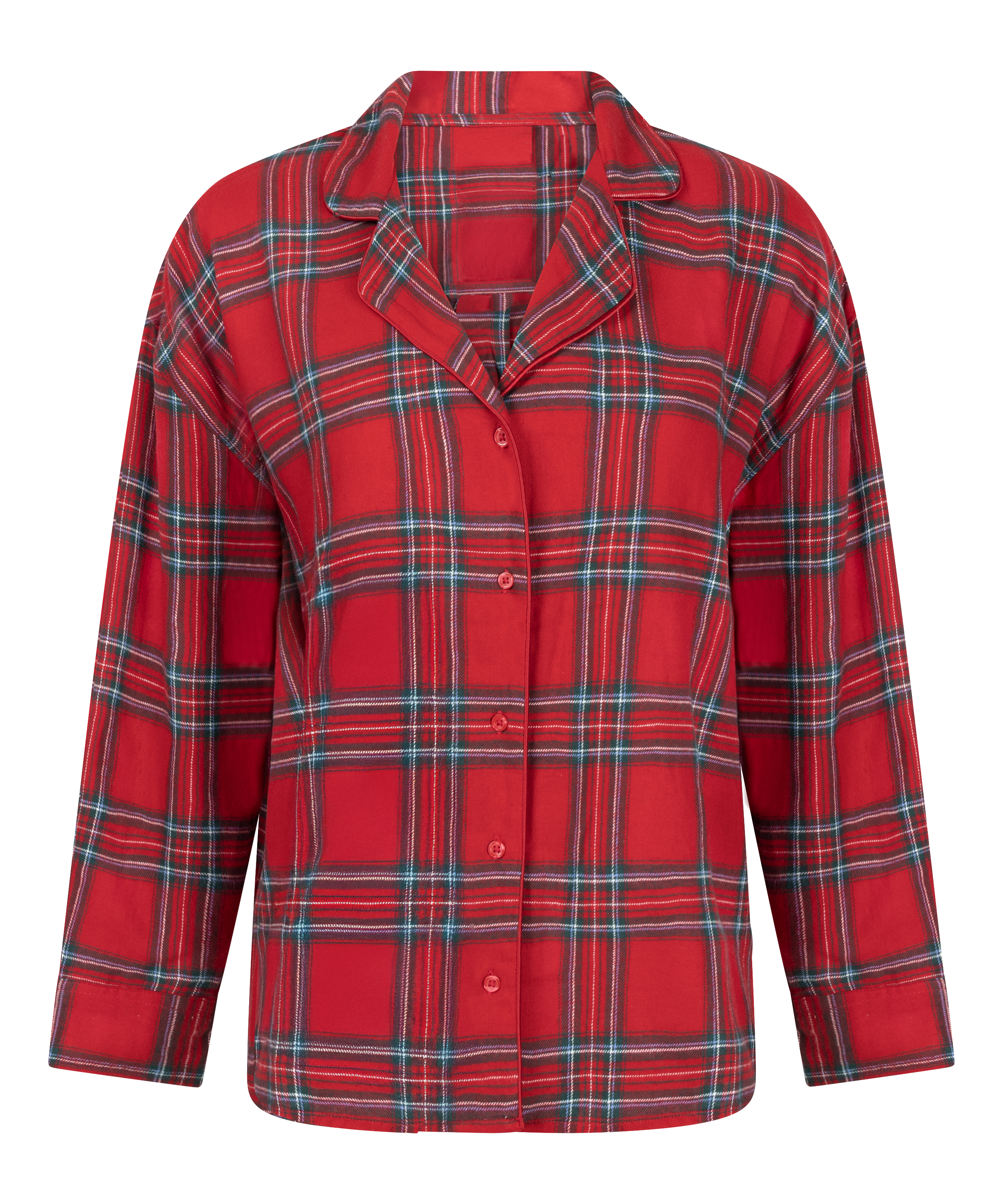 Flannel Pyjama Top, Red, main