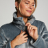 Fleece Zip Bathrobe, Blue