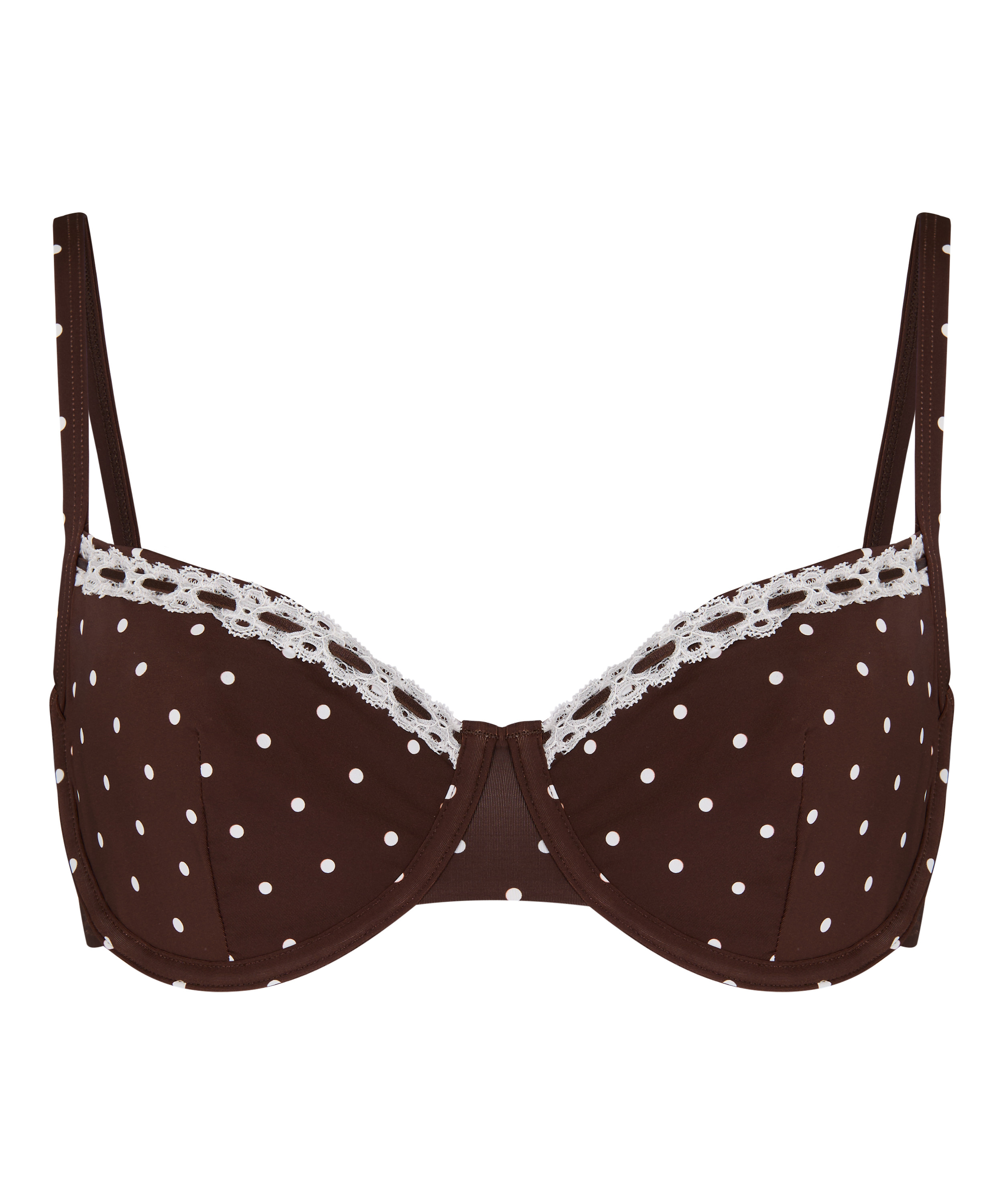 Non-Padded Underwired Bikini Top Algarve, Brown, main