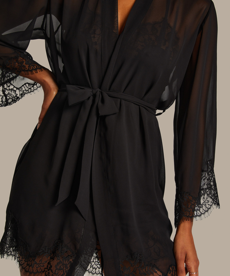 Satin Kimono, Black