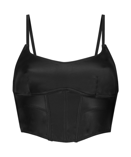 Satin Corset Top, Black