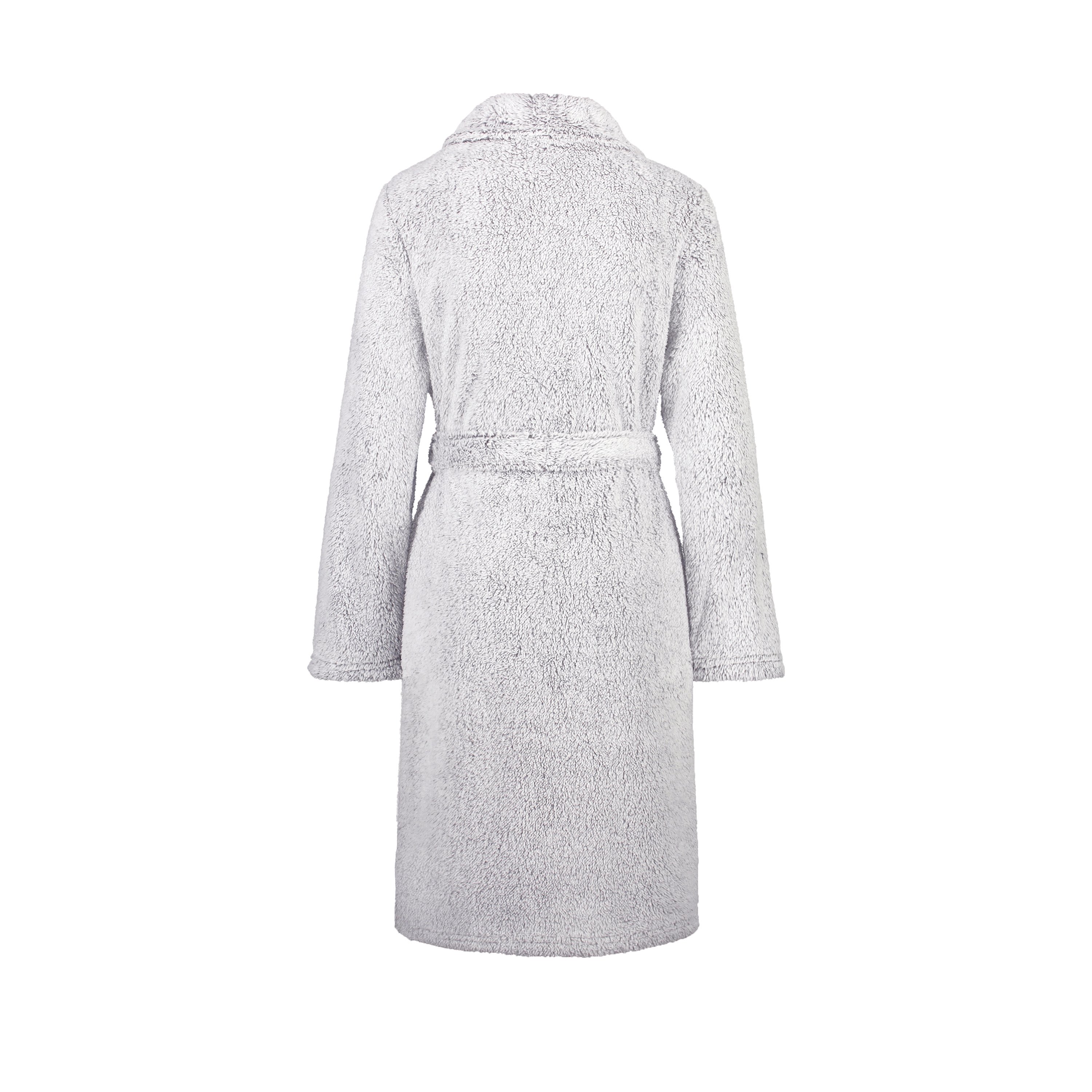 Fleece Bathrobe Short, Gray, main
