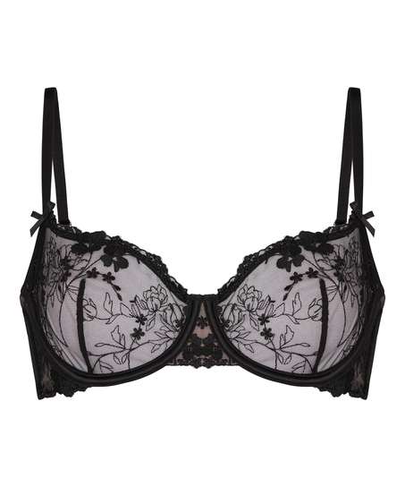 Peonie Non-Padded Underwired Bra, Black