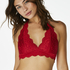 Halter Lace Bralette, Red