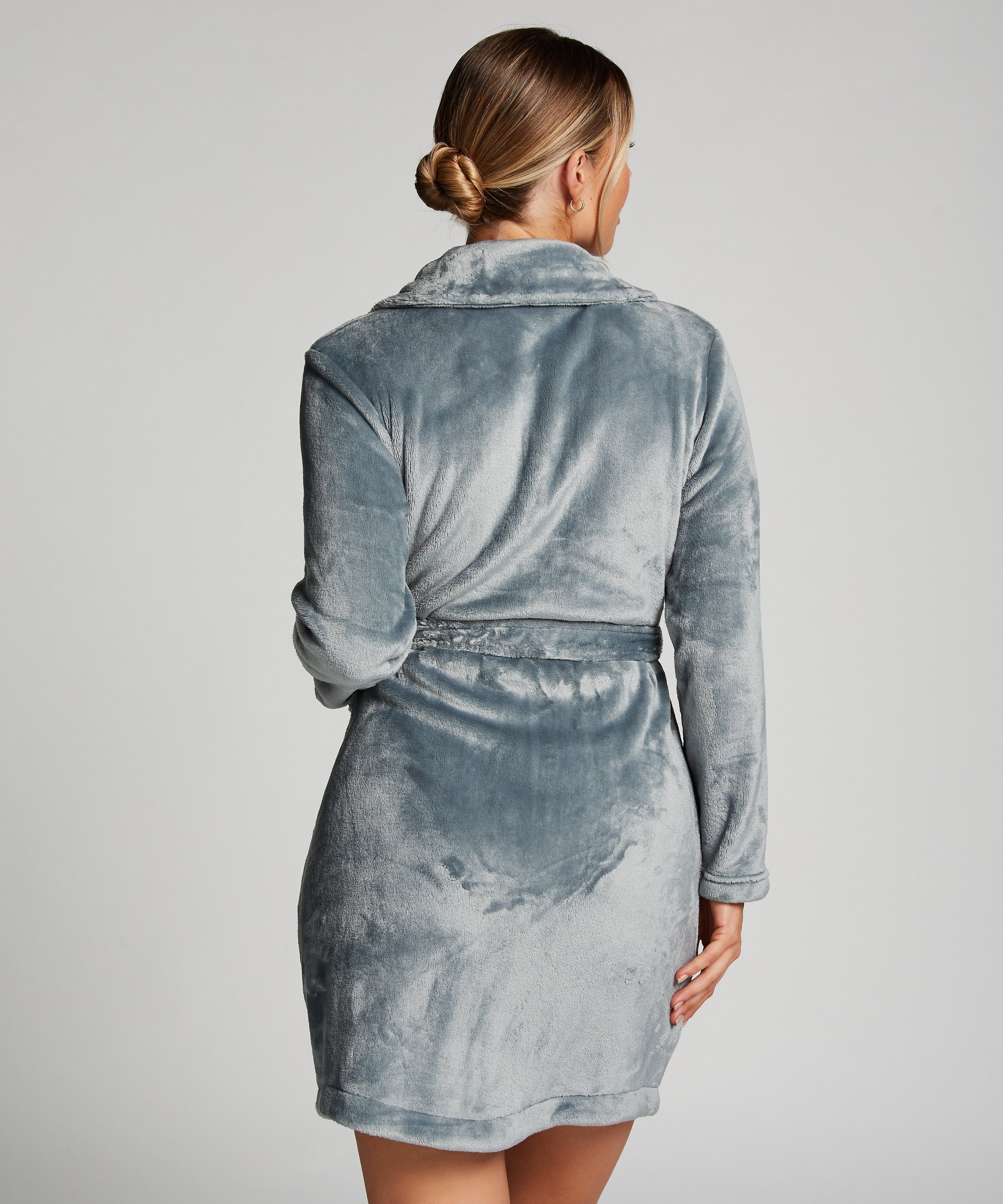 Fleece Zip Bathrobe, Blue, main