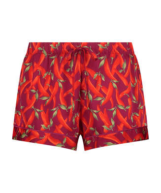 Satin pyjama shorts, Red