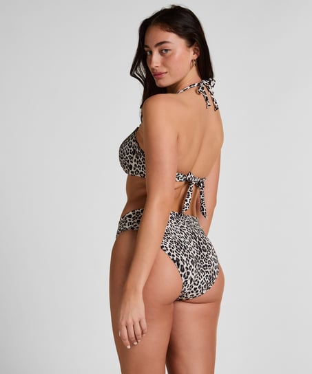Bandeau Bikini Top Leopard, Black