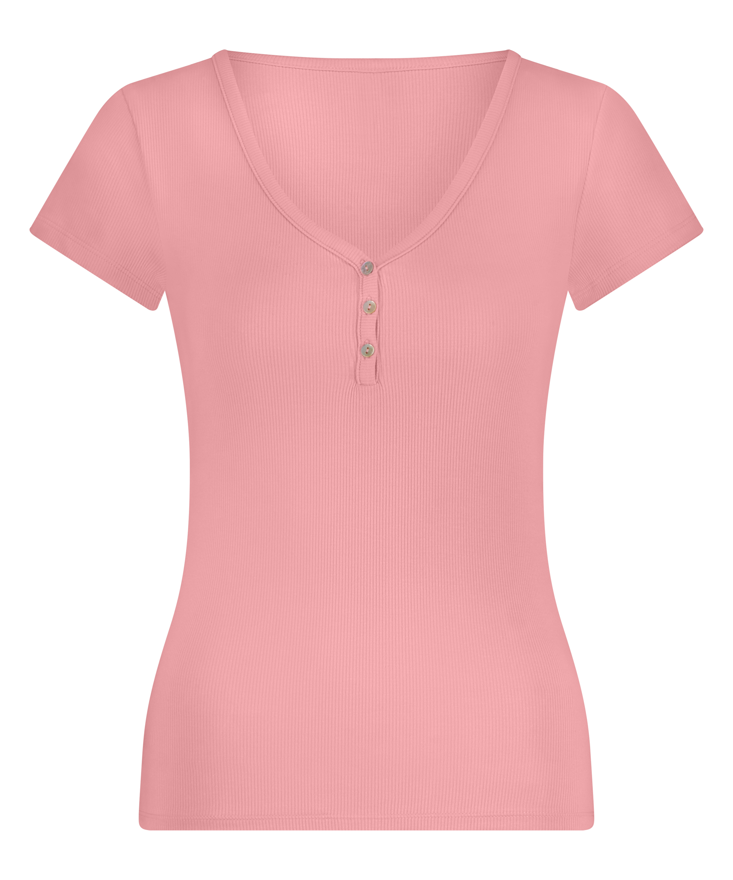 Henley short sleeved pyjama top, Pink, main