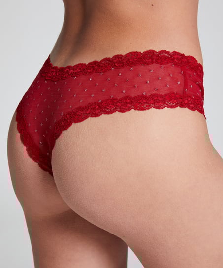 V-shaped Brazilian knickers mesh, Red
