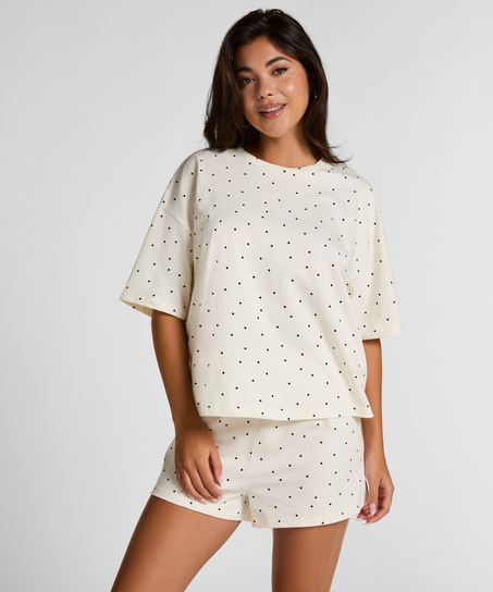 Pyjama Set Cotton Jersey Short, White