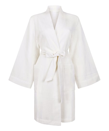 Waffle Bathrobe, White