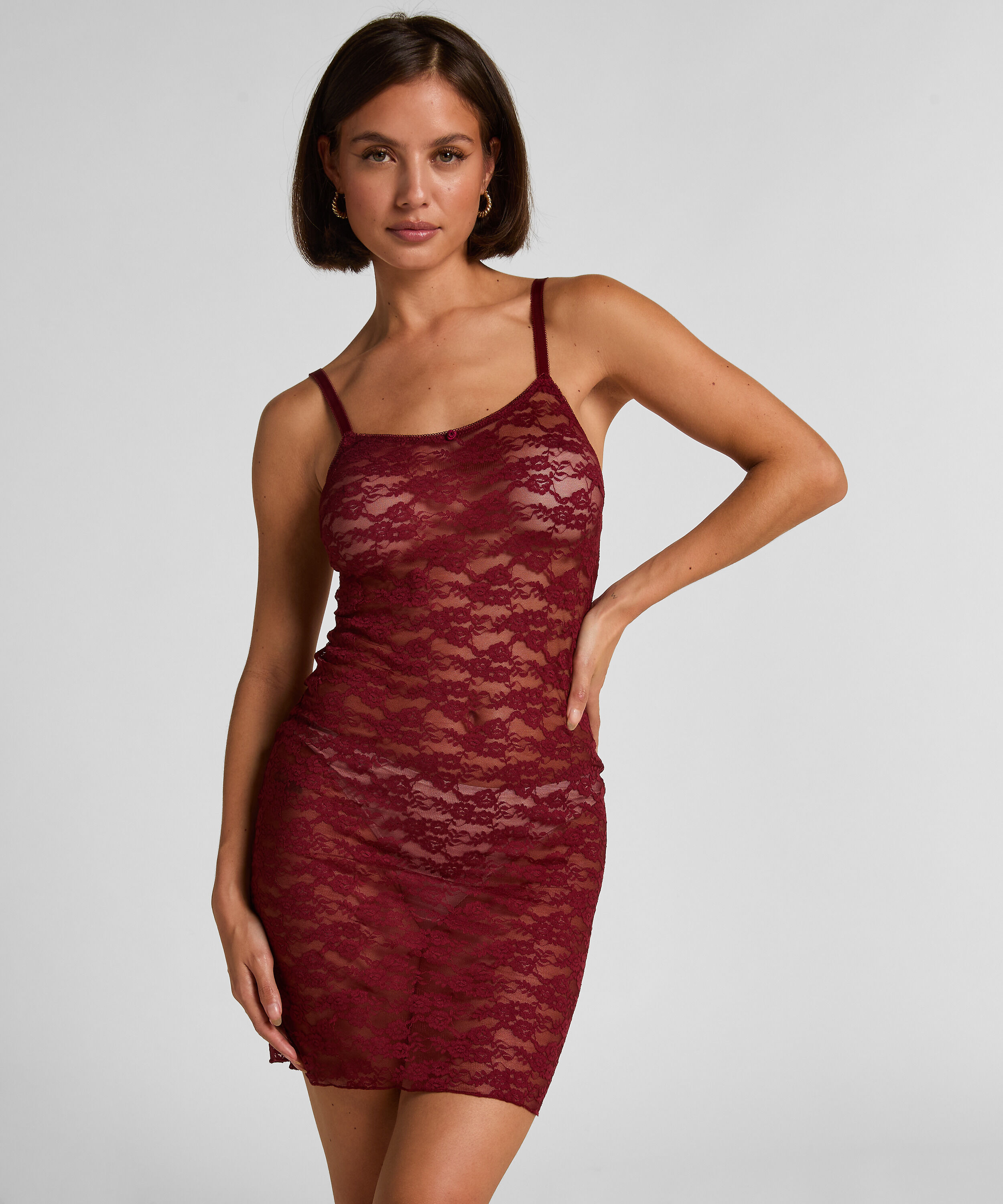 Slipdress Allover Lace, Red