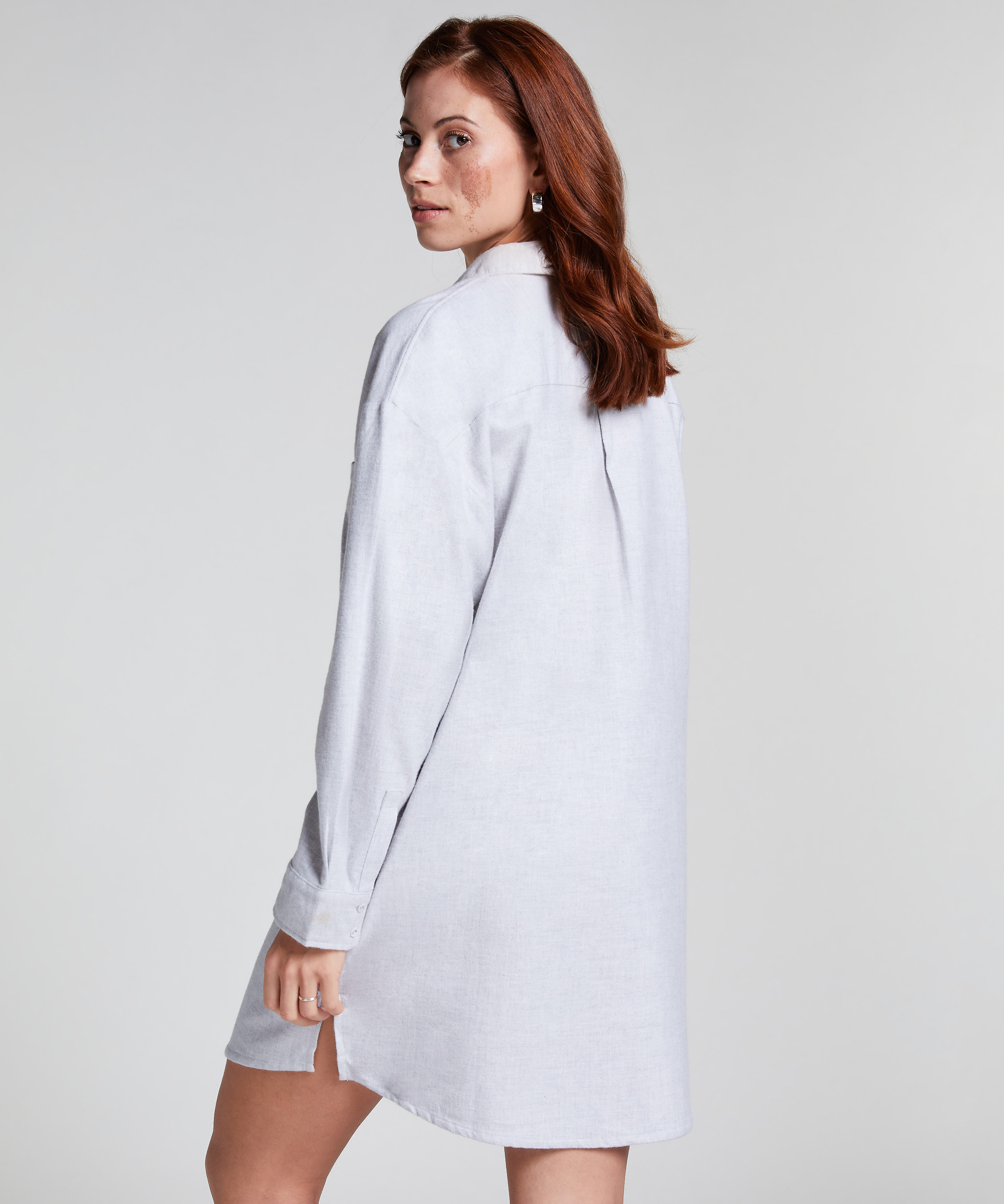 Flannel Nightshirt, Gray, main