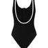 Neoprene Mono Zip Up Bathingsuit, Black