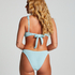 Crinkle High-Leg Bikini Bottoms, Blue