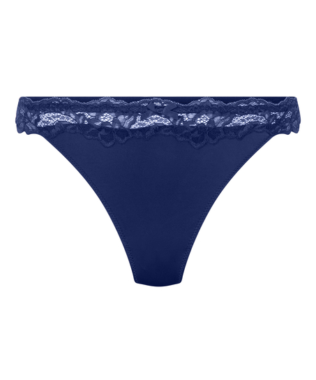Lace & Shine Thong, Blue