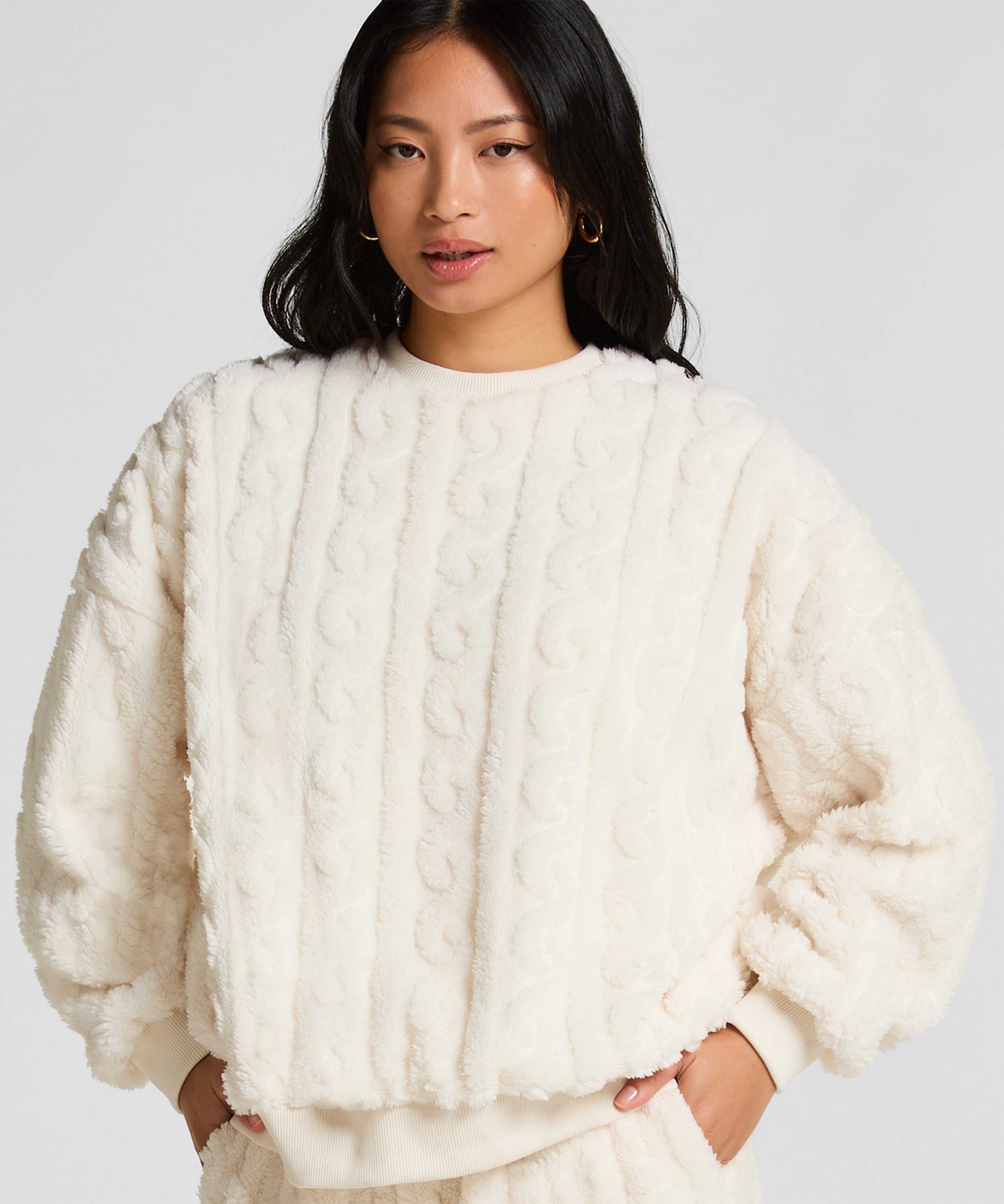 Top Cable Fleece, White, main