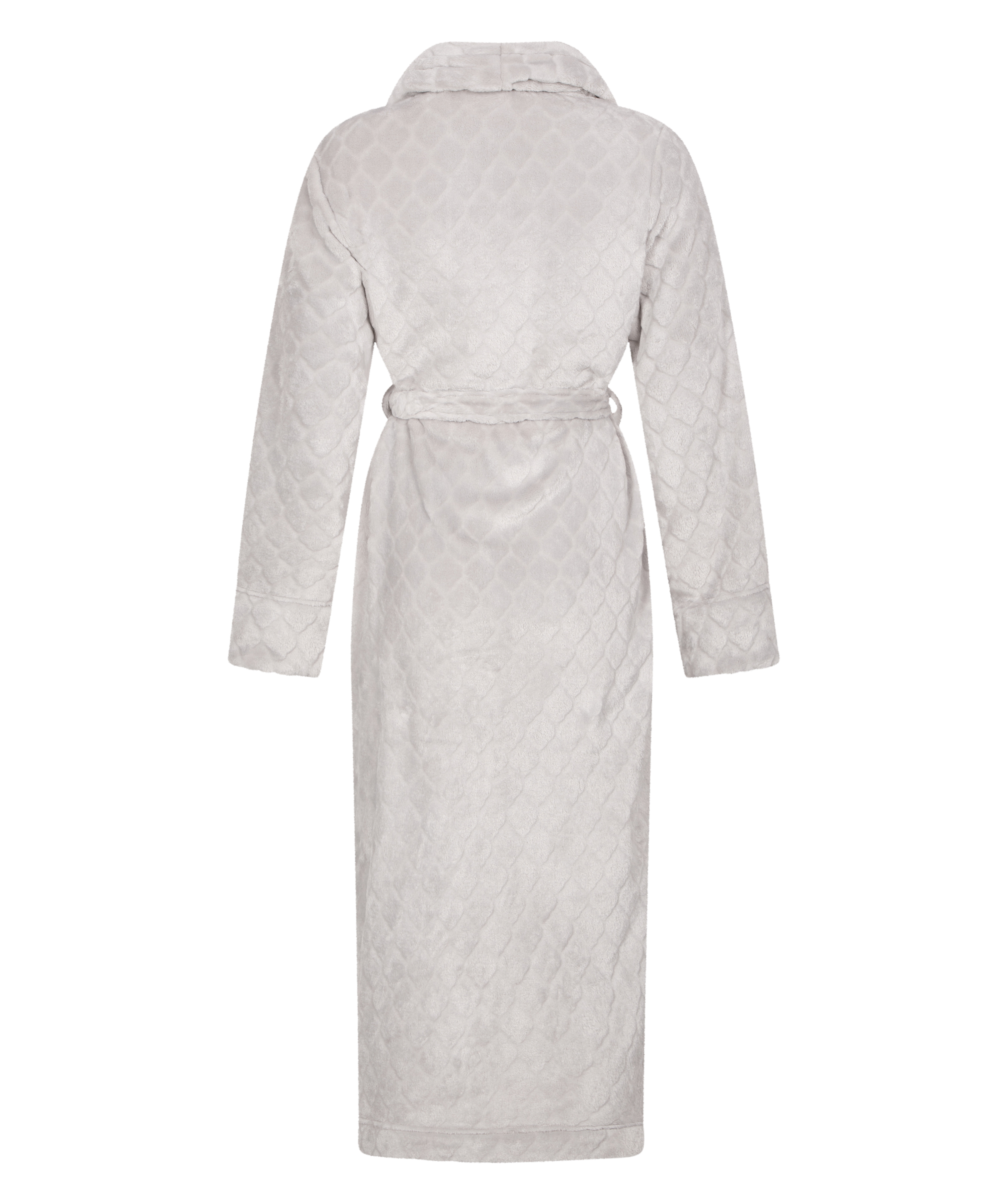 Long Fleece Bathrobe, Gray, main