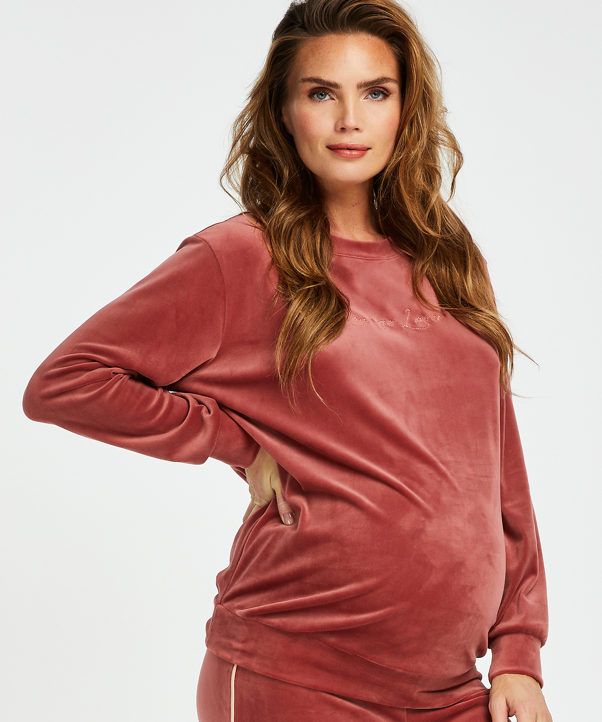 Velvet Maternity Top, Pink, main