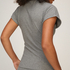 Top Short Sleeves Rib Mockneck, Gray