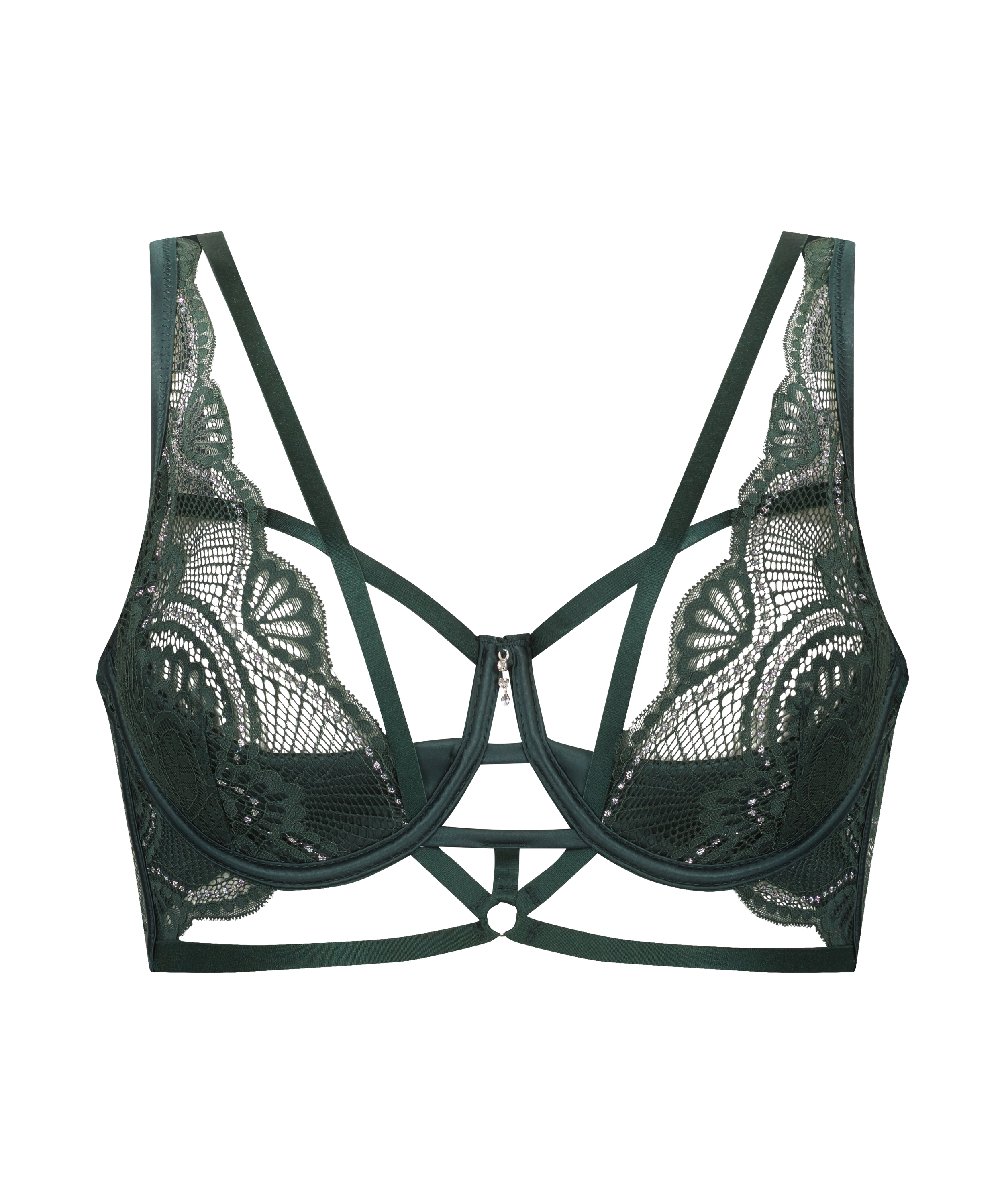 Lyra Non-Padded Longline Underwired Bra, Green, main