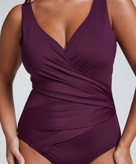 Shaping Shell Mesh Swimsuit, Purple